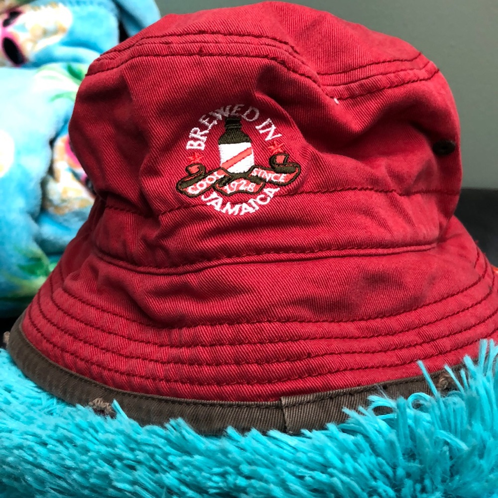 Red bucket hat